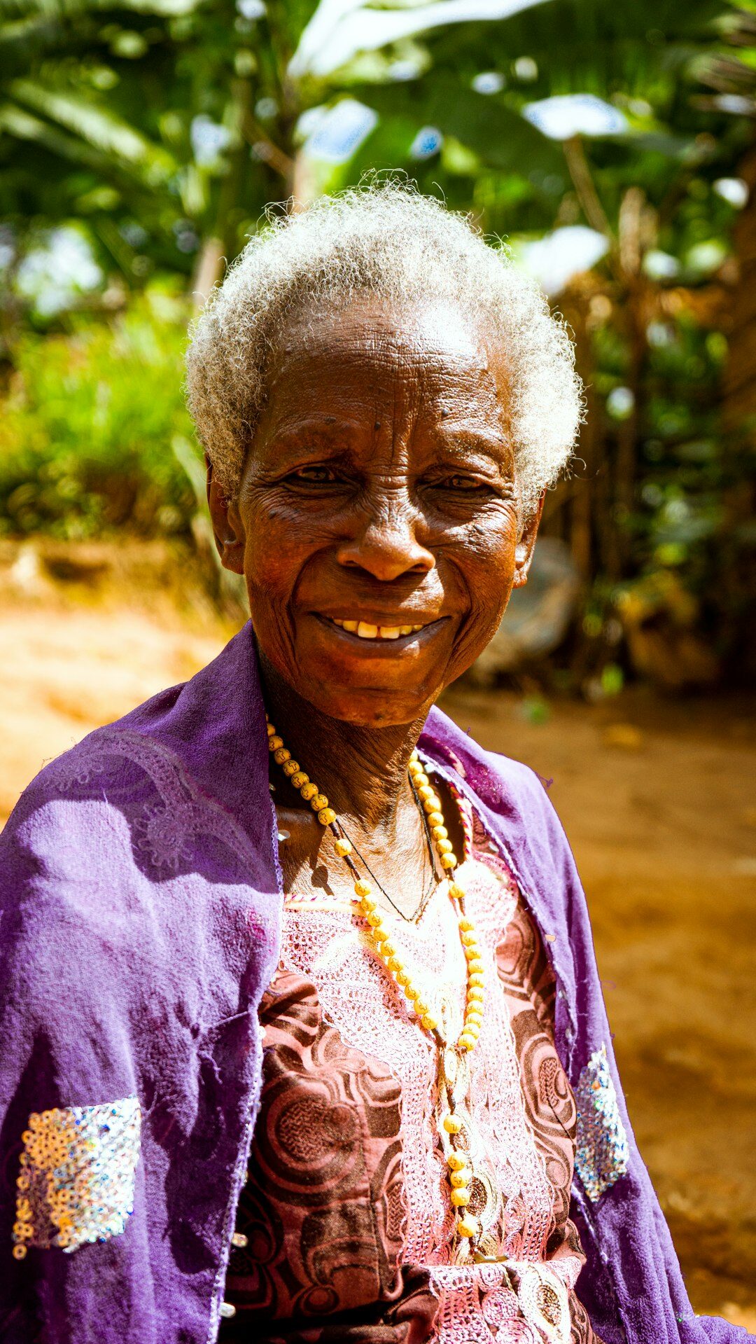 elderly woman in village
