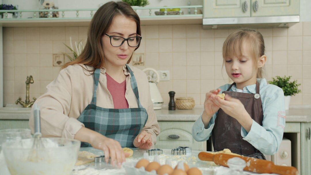 family baking together